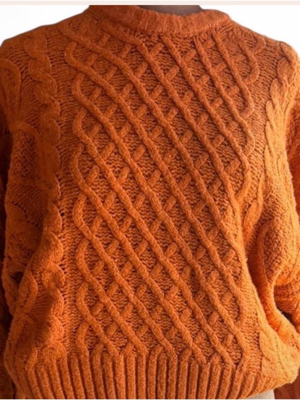 Cozy Cable Knit Sweater - Burnt Orange